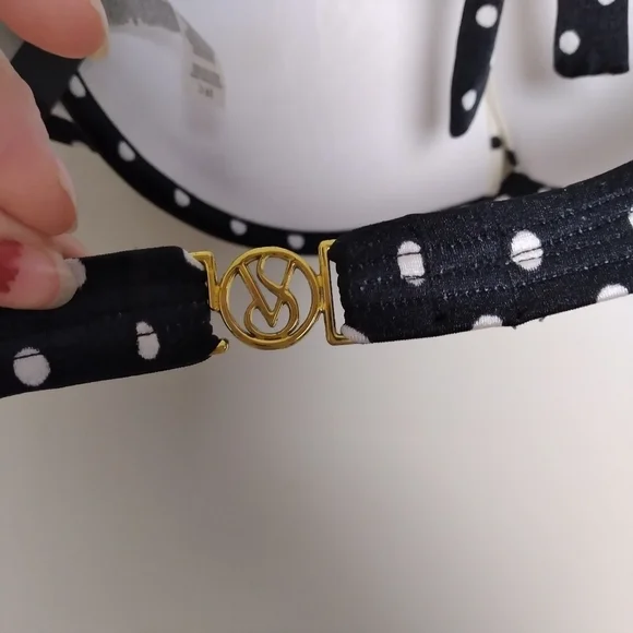 Victoria's Secret Black and White Halter Underwire Bikini Top Size 36C - Picture 10 of 10